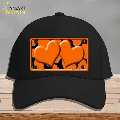 Orange Black Giraffe Orange Centered Hearts Novelty License Plate Hat Cotton / Black