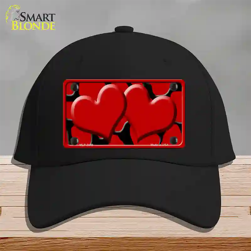 Red Black Giraffe Red Centered Hearts Novelty License Plate Hat Cotton / Black