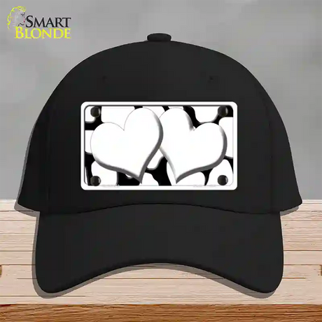 White Black Giraffe White Centered Hearts Novelty License Plate Hat Cotton / Black