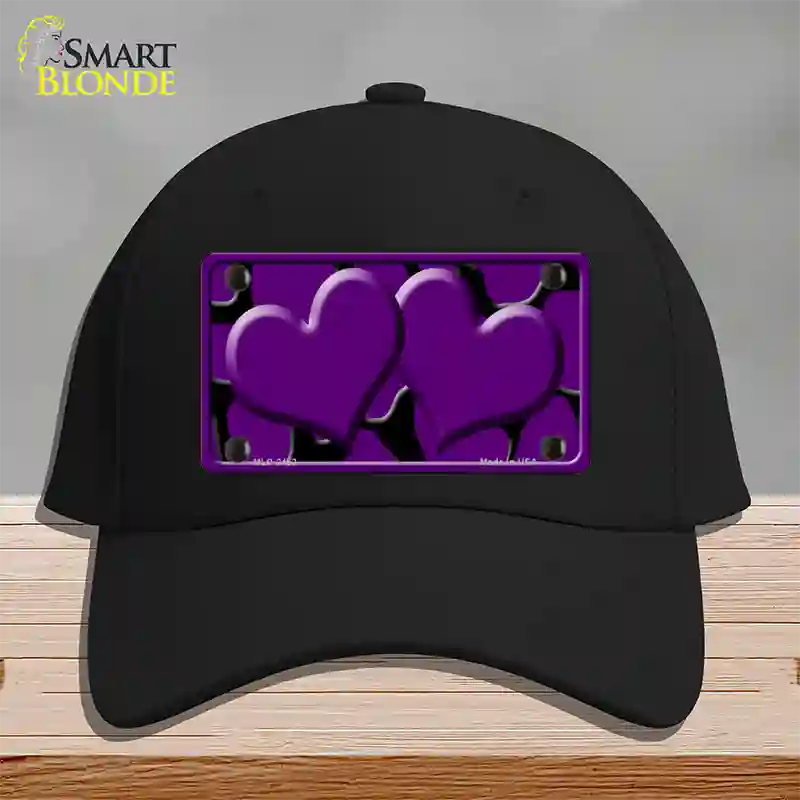 Purple Black Giraffe Purple Centered Hearts Novelty License Plate Hat Cotton / Black