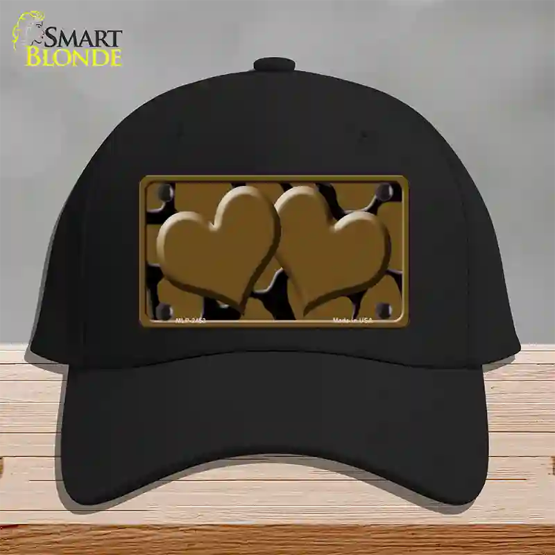 Brown Black Giraffe Brown Centered Hearts Novelty License Plate Hat Cotton / Black