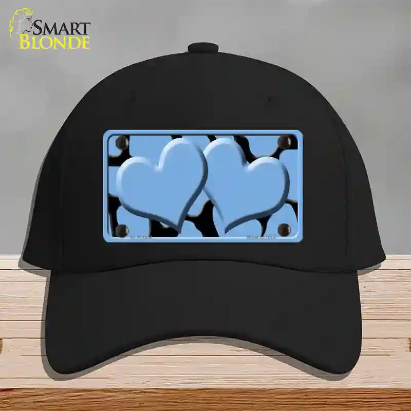 Light Blue Black Giraffe Light Blue Centered Hearts Novelty License Plate Hat Cotton / Black