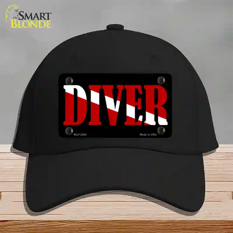 Scuba Diver Novelty License Plate Hat Cotton / Black