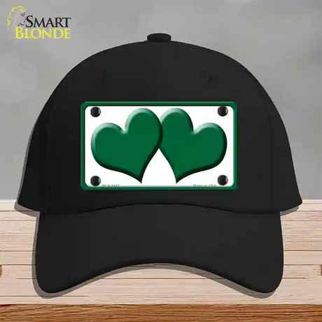 Solid Green Centered Hearts White Novelty License Plate Hat Cotton / Black