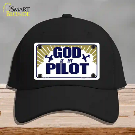 God Is My Pilot Novelty License Plate Hat Cotton / Black