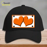 Solid Orange Centered Hearts White Novelty License Plate Hat Cotton / Black