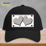 Solid Grey Centered Hearts White Novelty License Plate Hat Cotton / Black