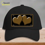 Solid Brown Centered Hearts Black Novelty License Plate Hat Cotton / Black