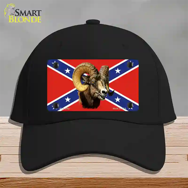 Confederate Flag Ram Novelty License Plate Hat Cotton / Black