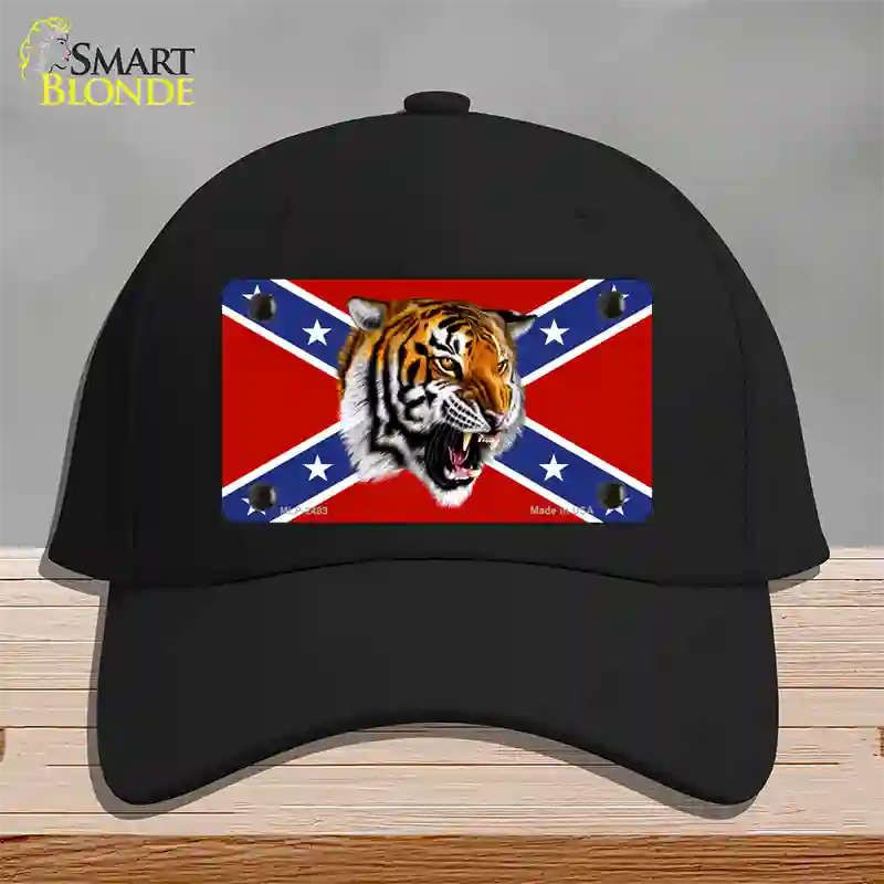 Confederate Flag Tiger Novelty License Plate Hat Cotton / Black