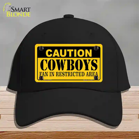 Caution Cowboys Novelty License Plate Hat Cotton / Black