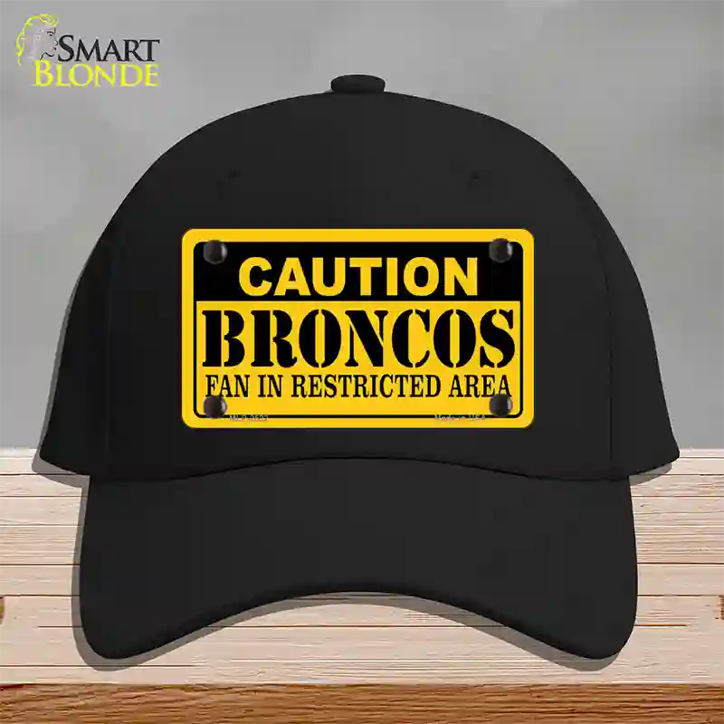 Caution Broncos Novelty License Plate Hat Cotton / Black