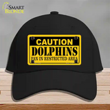 Caution Dolphins Novelty License Plate Hat Cotton / Black