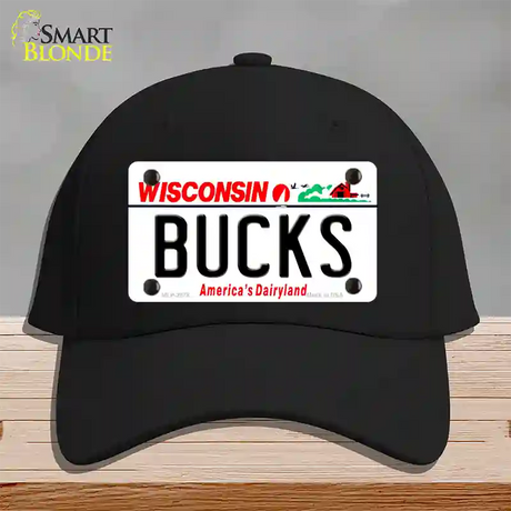 Bucks Wisconsin State Novelty License Plate Hat Cotton / Black