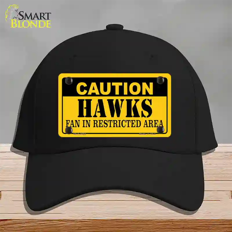 Caution Hawks Fan Novelty License Plate Hat Cotton / Black