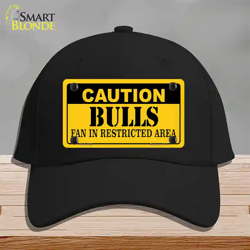 Caution Bulls Fan Novelty License Plate Hat Cotton / Black