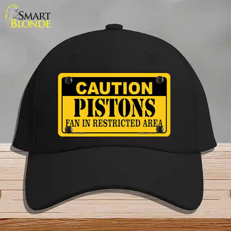 Caution Pistons Fan Novelty License Plate Hat Cotton / Black