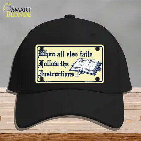 Follow Instructions Novelty License Plate Hat Cotton / Black