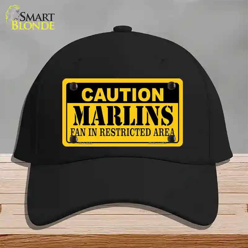 Caution Marlins Fan Novelty License Plate Hat Cotton / Black