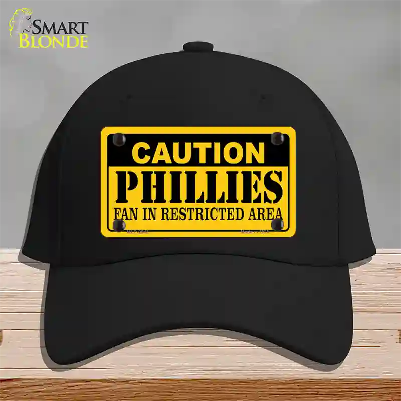 Caution Phillies Fan Novelty License Plate Hat Cotton / Black