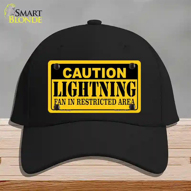 Caution Lightning Novelty License Plate Hat Cotton / Black