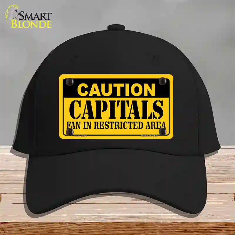 Caution Capitals Novelty License Plate Hat Cotton / Black