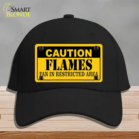 Caution Flames Novelty License Plate Hat Cotton / Black