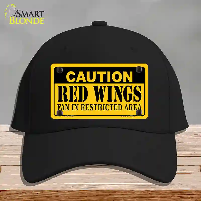 Caution Red Wings Novelty License Plate Hat Cotton / Black