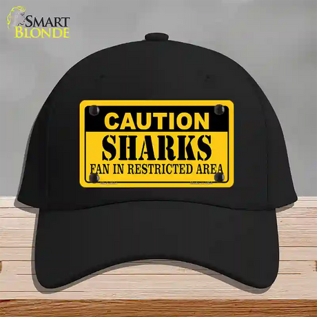 Caution Sharks Novelty License Plate Hat Cotton / Black