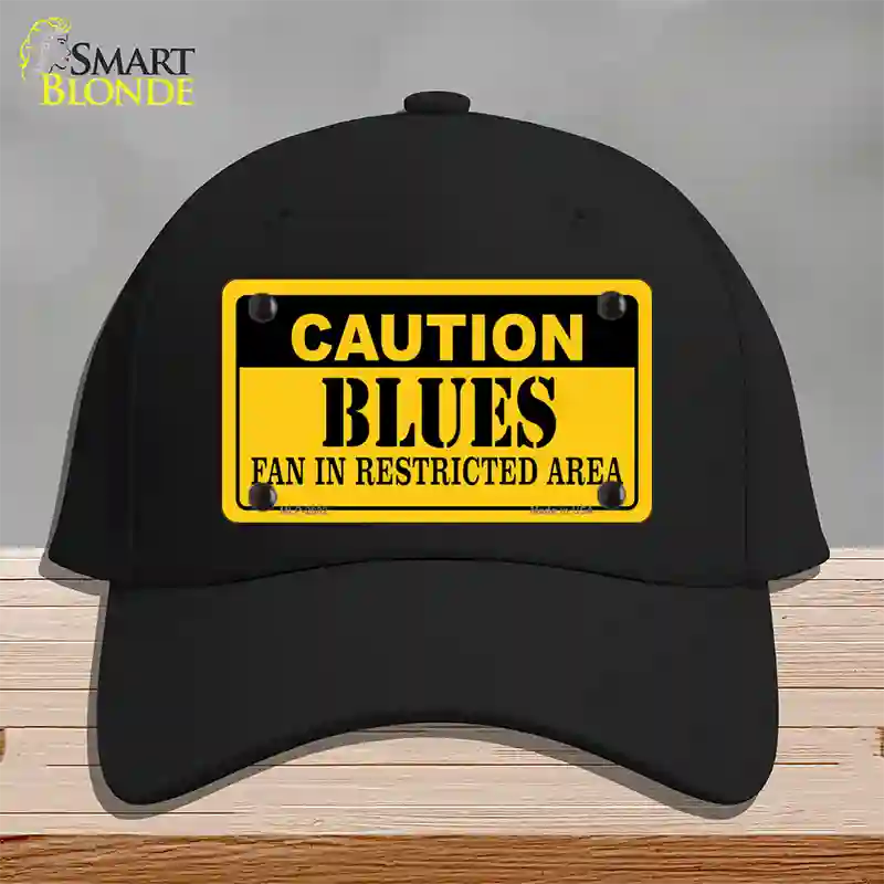 Caution Blues Novelty License Plate Hat Cotton / Black