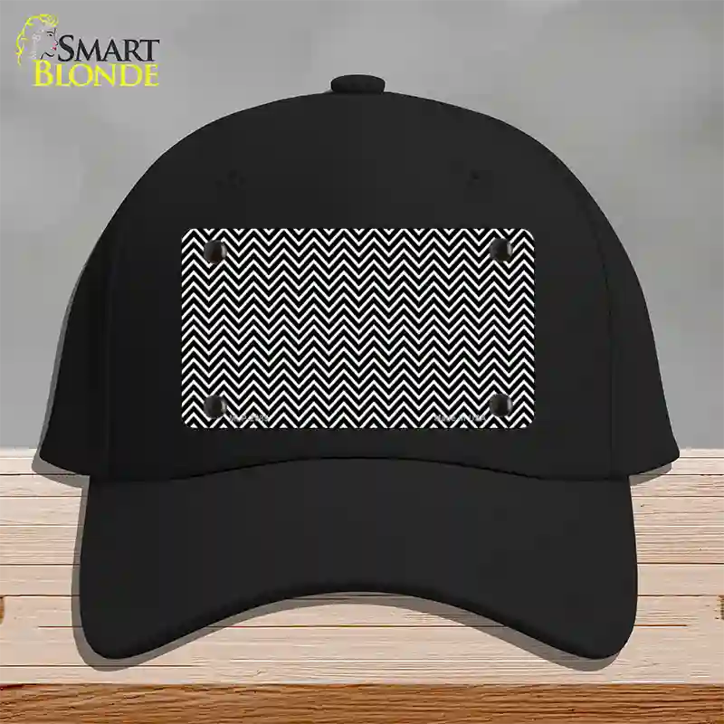 Black White Chevron Novelty License Plate Hat Cotton / Black