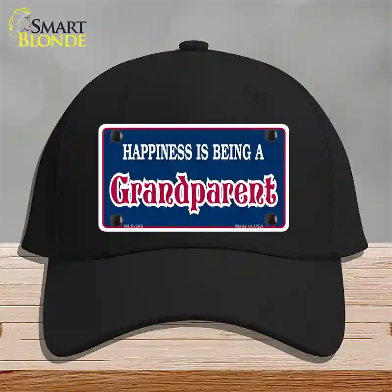 Happiness Being Grandparent Novelty License Plate Hat Cotton / Black