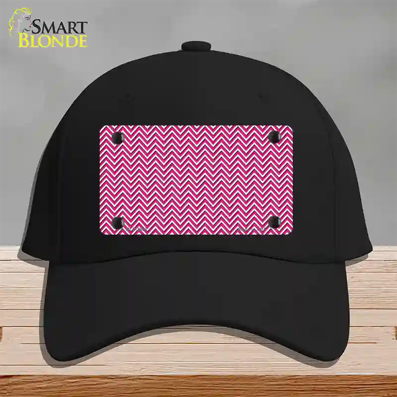 Pink White Chevron Novelty License Plate Hat Cotton / Black