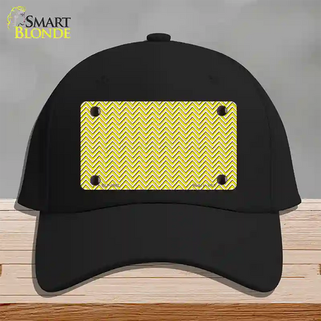 Yellow White Chevron Novelty License Plate Hat Cotton / Black