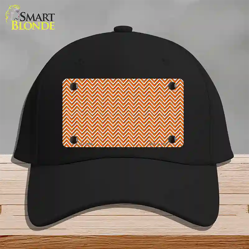 Orange White Chevron Novelty License Plate Hat Cotton / Black