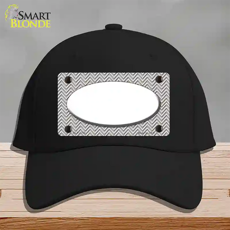 Grey White Chevon White Oval Novelty License Plate Hat Cotton / Black