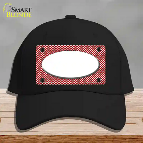 Red White Chevon White Center Oval Novelty License Plate Hat Cotton / Black