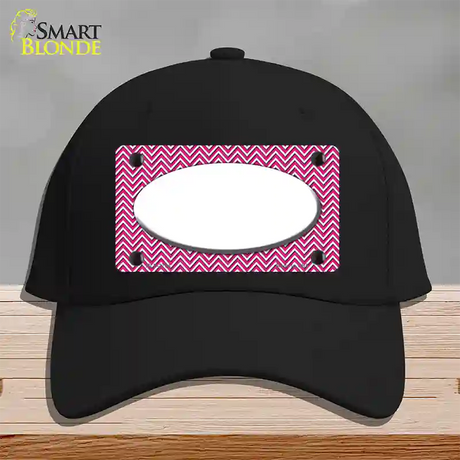 Pink White Chevon White Center Oval Novelty License Plate Hat Cotton / Black