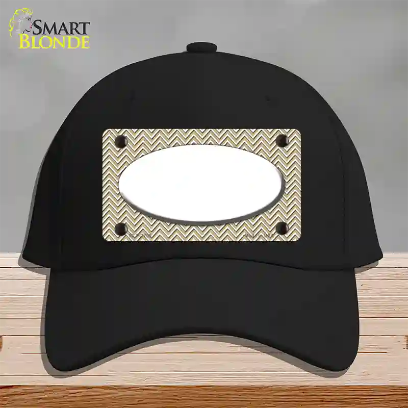 Gold White Chevon White Center Oval Novelty License Plate Hat Cotton / Black