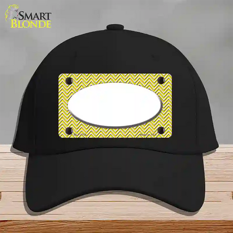 Yellow White Chevon White Center Oval Novelty License Plate Hat Cotton / Black