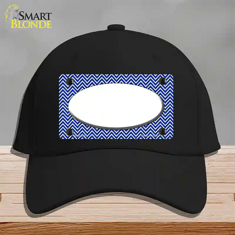 Blue White Chevon White Center Oval Novelty License Plate Hat Cotton / Black