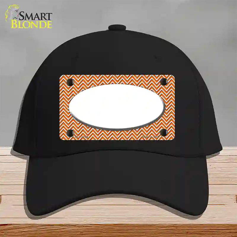 Orange White Chevon White Center Oval Novelty License Plate Hat Cotton / Black