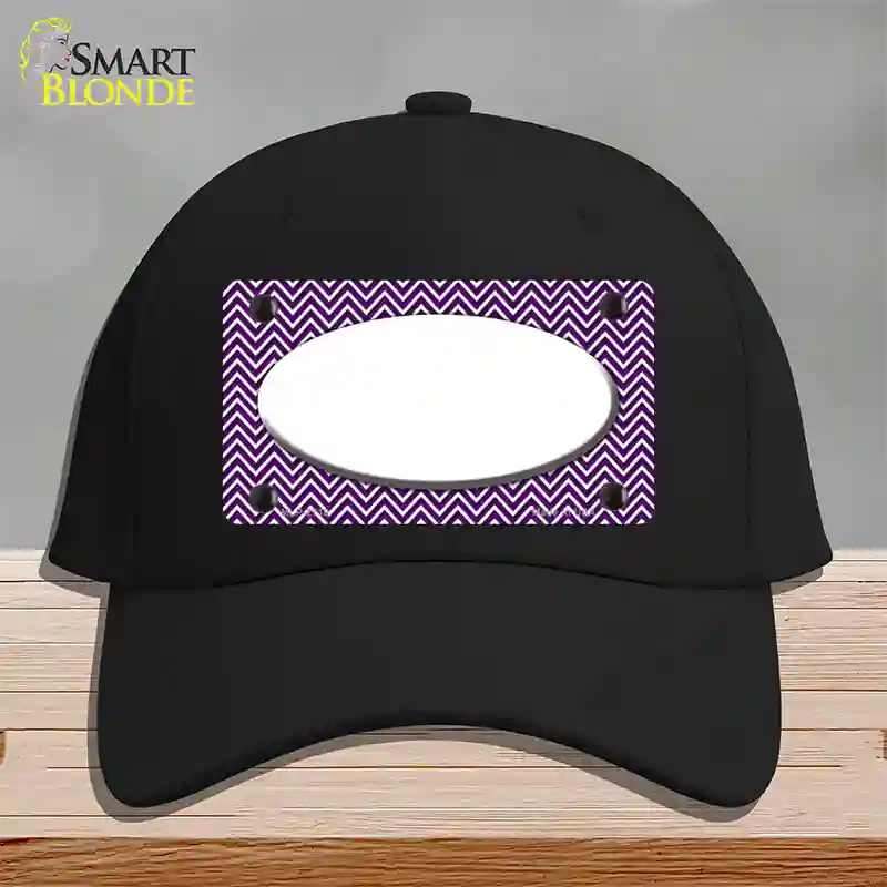 Purple White Chevon White Center Oval Novelty License Plate Hat Cotton / Black