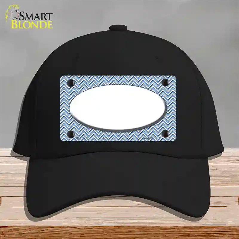 Light Blue White Chevon White Center Oval Novelty License Plate Hat Cotton / Black