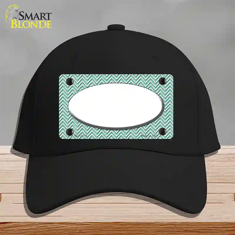 Mint White Chevon White Center Oval Novelty License Plate Hat Cotton / Black