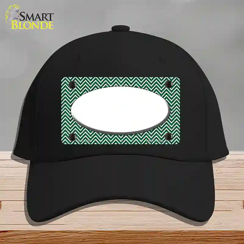 Green White Chevon White Center Oval Novelty License Plate Hat Cotton / Black