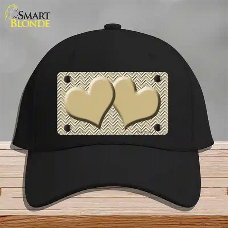 Gold White Chevron Gold Center Hearts Novelty License Plate Hat Cotton / Black