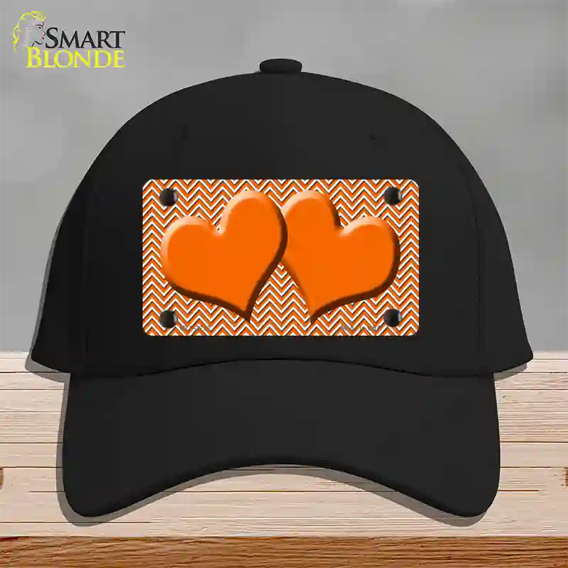 Orange White Chevron Orange Center Hearts Novelty License Plate Hat Cotton / Black