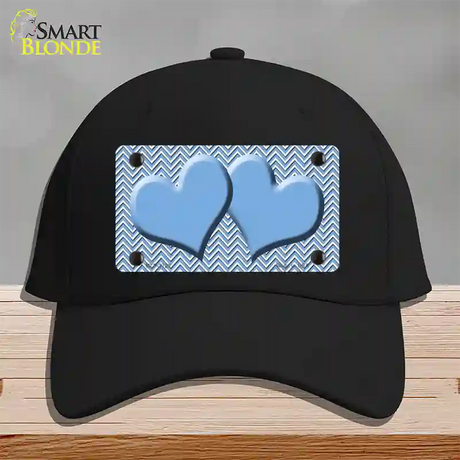 Light Blue White Chevron Light Blue Center Hearts Novelty License Plate Hat Cotton / Black