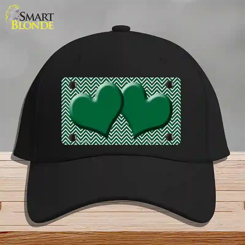 Green White Chevron Green Center Hearts Novelty License Plate Hat Cotton / Black